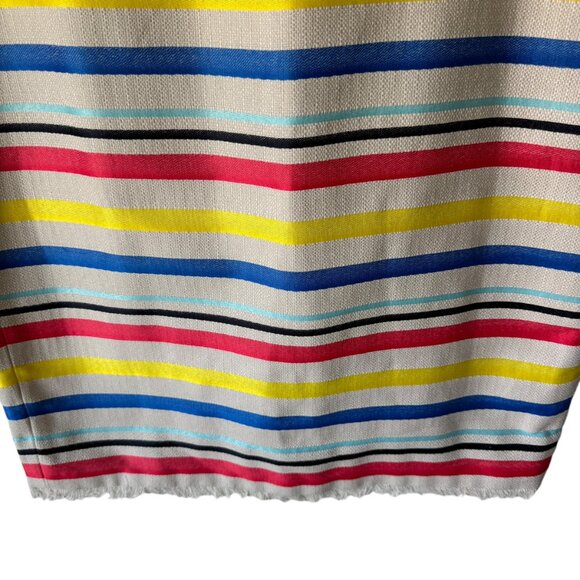 J. Crew Colorful Jacquard Stripe Pencil Skirt Straight Skirt Lined Fringe Hem - Picture 5 of 16